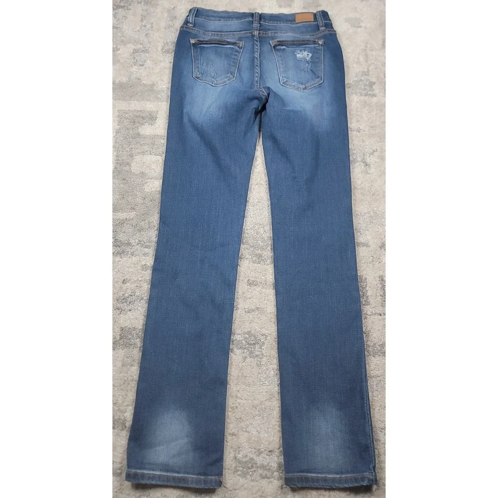 Judy Blue Straight Fit Jeans Womens Sz 9/29x31 Distressed Stretch Denim JB8277DK